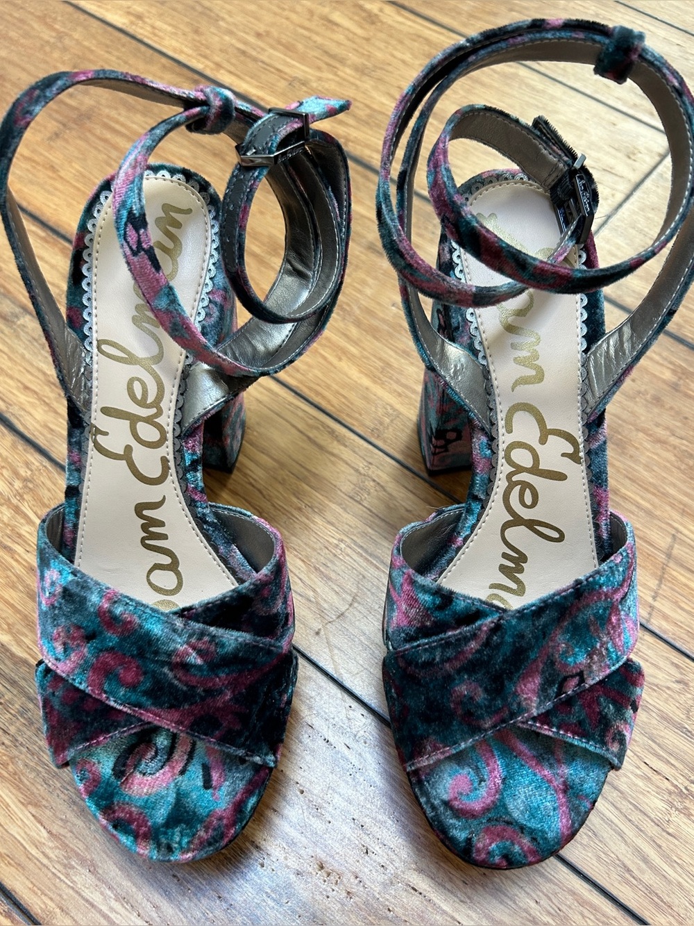 Sam Edelman velvet print platform sandals